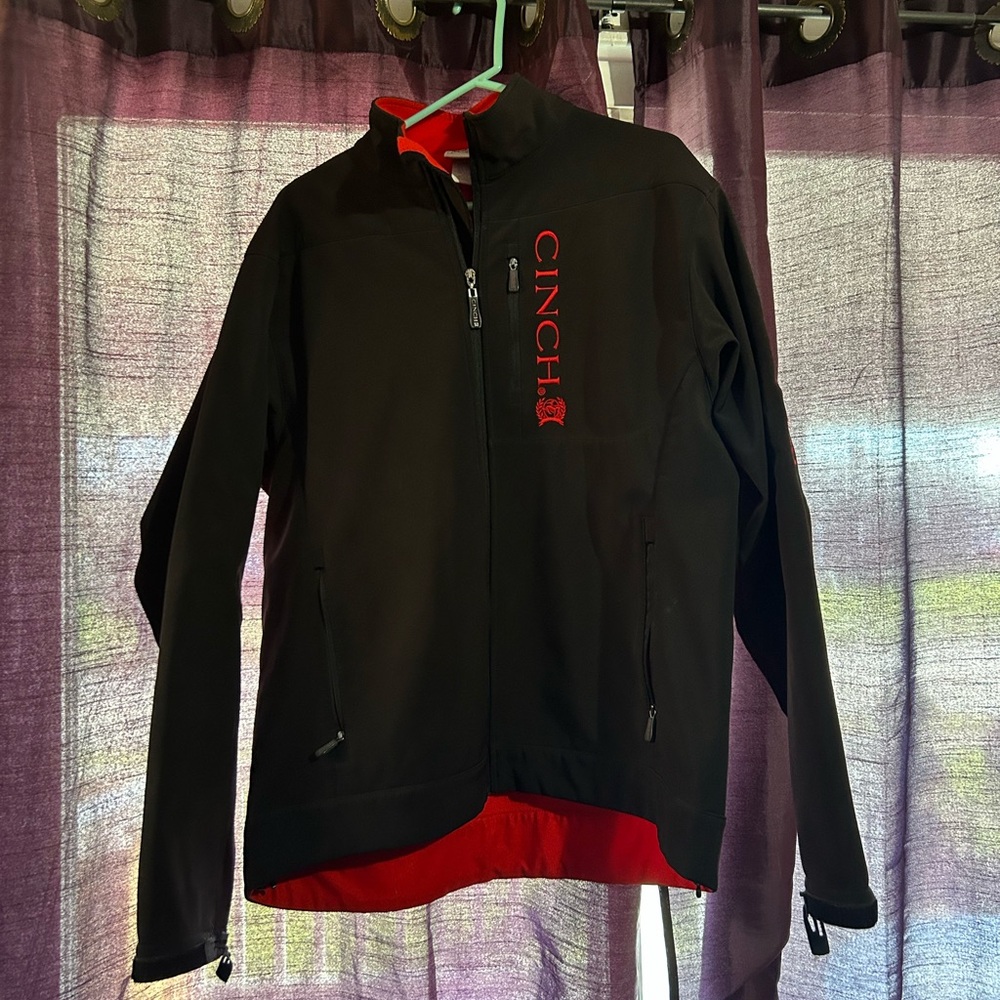 Cinch Black Jacket with Red Interior and Logo